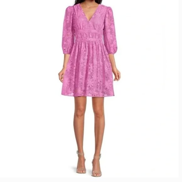 Rachel Parcell Pink Floral Lace Dress Size 6 - Picture 3 of 15